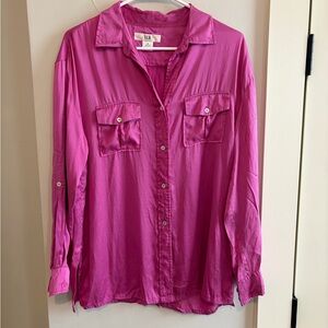 SLB Fuchsia Silk Blouse 100% silk button down